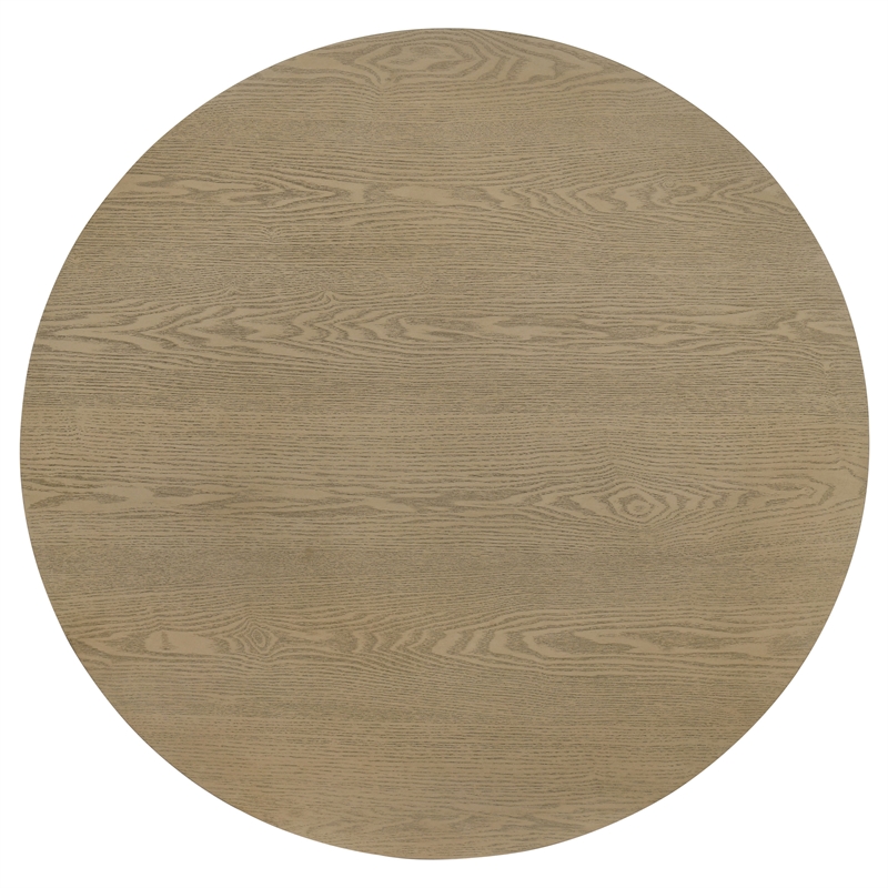 Pemberly Row 3-Piece Round Fluted Coffee and End Table Set in Natural Oak