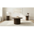 Pemberly Row 3-Piece Round Wood Fluted Coffee and End Table Set in Walnut