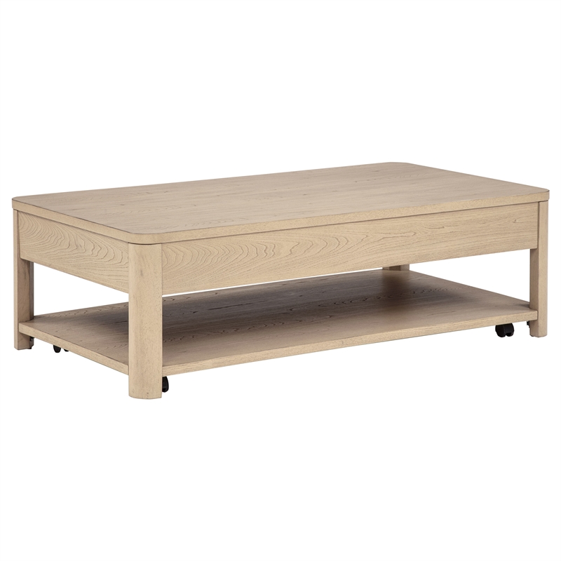 Pemberly Row 3-Piece Transitional Wood Coffee Table Set in Light Elm