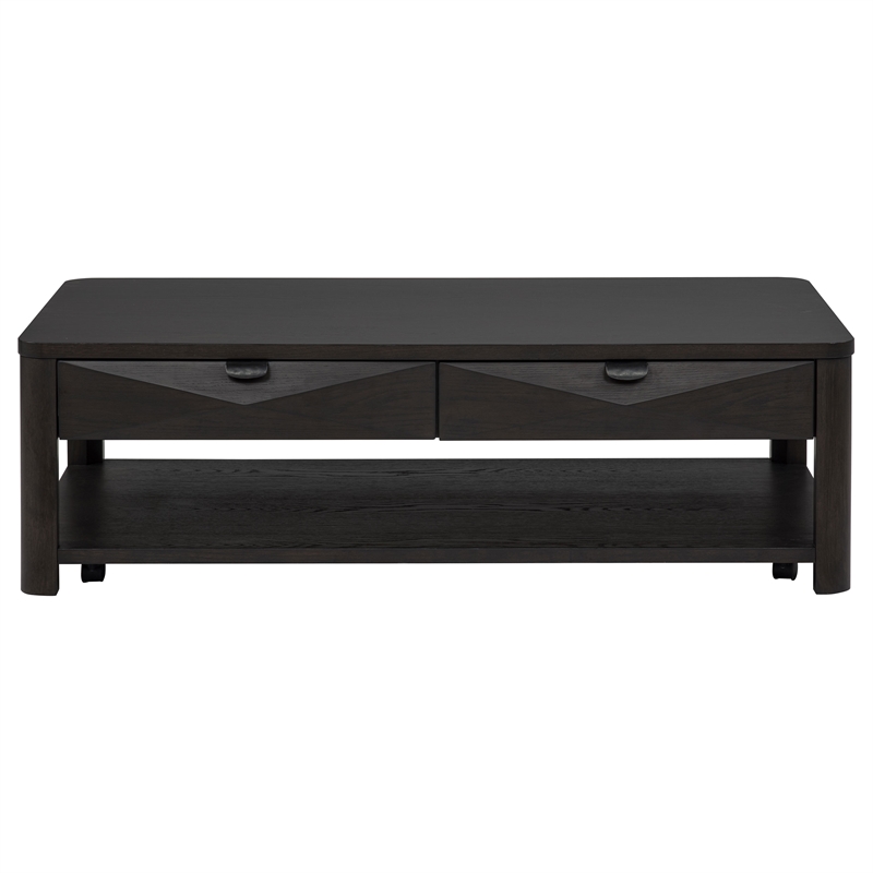 Pemberly Row 2-Piece Transitional Wood Coffee Table Set in Coffee