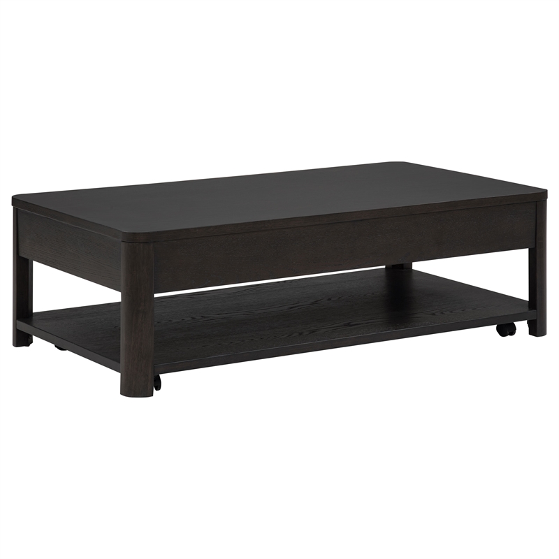 Pemberly Row 2-Piece Transitional Wood Coffee Table Set in Coffee