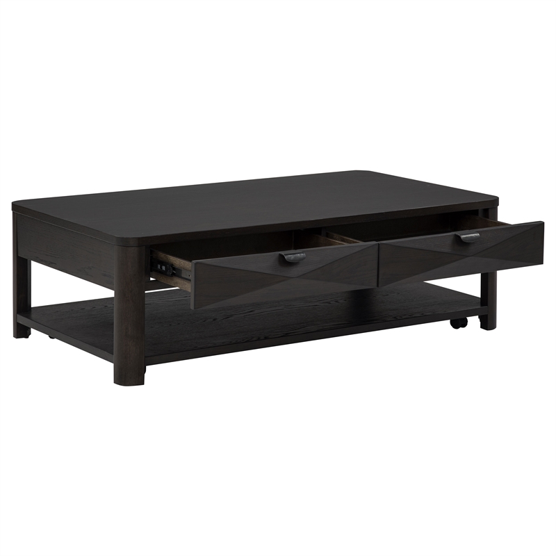 Pemberly Row 3-Piece Transitional Wood Coffee Table Set in Coffee