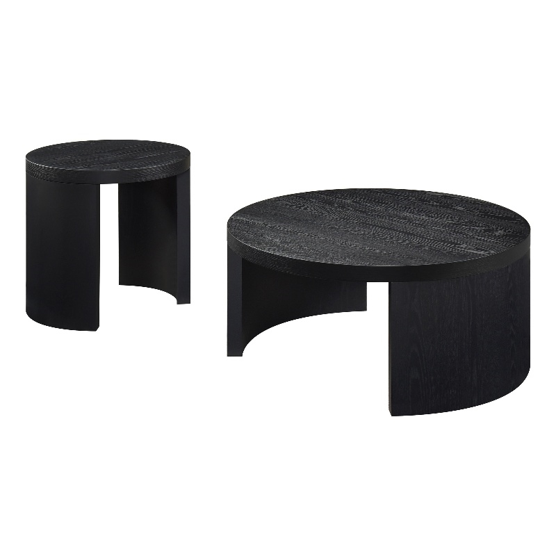 Pemberly Row 2-Piece Wood Occasional Coffee Table Set in Black