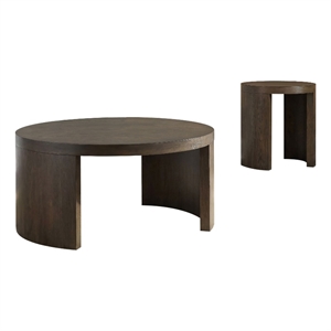 Pemberly Row 2-Piece Wood Occasional Coffee Table Set in Dark Walnut