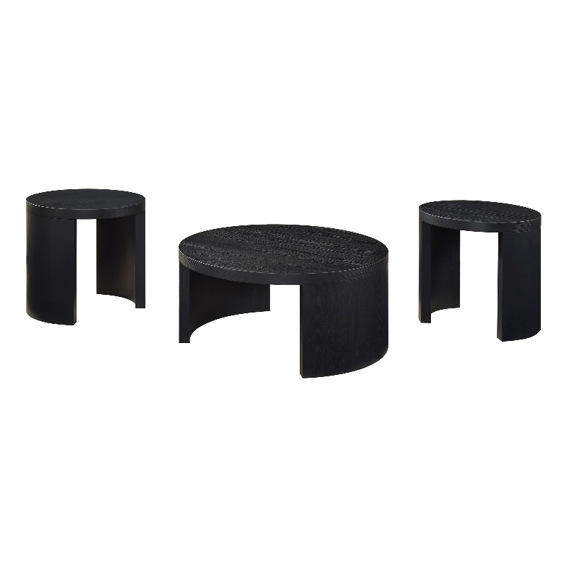 Pemberly Row 3-Piece Wood Occasional Coffee Table Set in Black