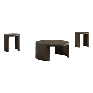 Pemberly Row 3-Piece Wood Occasional Coffee Table Set in Dark Walnut