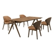 Pemberly Row 5-Piece Rectangular Wood Dining Set in Red Brown/Butterscotch