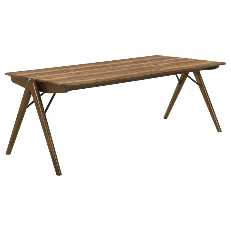 Pemberly Row 7-Piece Rectangular Wood Dining Set in Red Brown/Butterscotch