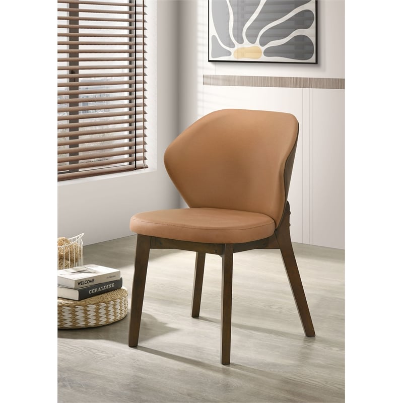 Pemberly Row 19'' Microfiber Dining Side Chair in Butterscotch/Red Brown