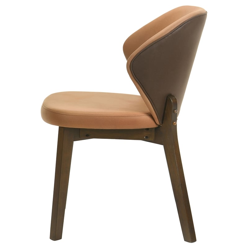Pemberly Row 19'' Microfiber Dining Side Chair in Butterscotch/Red Brown
