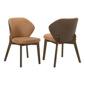 Pemberly Row 19'' Microfiber Dining Side Chair in Butterscotch/Red Brown
