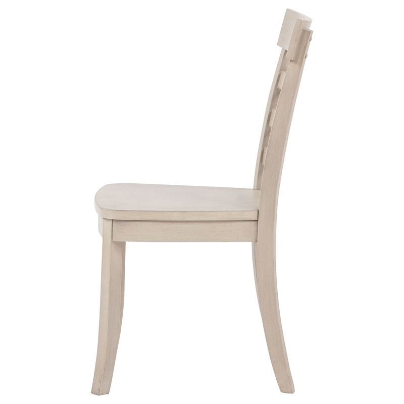 Pemberly Row 18.5'' Ladder Back Wood Dining Side Chair in Linen Beige