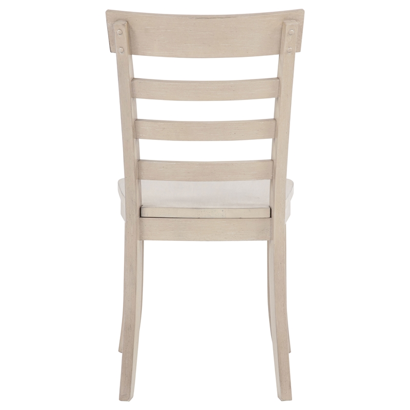 Pemberly Row 18.5'' Ladder Back Wood Dining Side Chair in Linen Beige