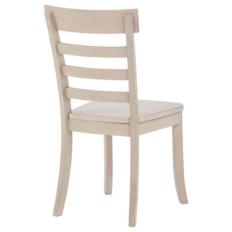 Pemberly Row 18.5'' Ladder Back Wood Dining Side Chair in Linen Beige