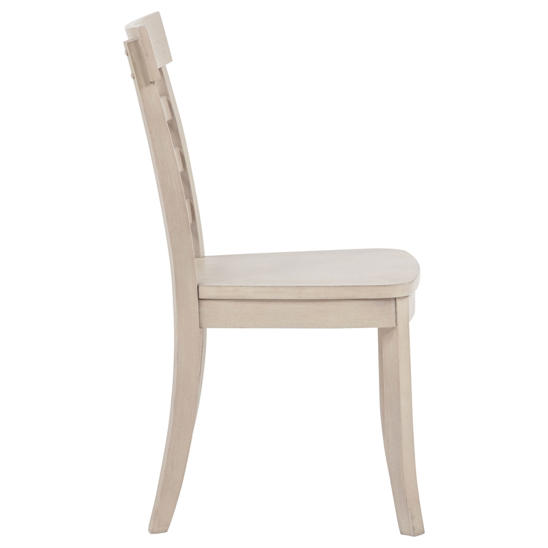 Pemberly Row 18.5'' Ladder Back Wood Dining Side Chair in Linen Beige