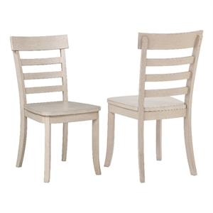 Pemberly Row 18.5'' Ladder Back Wood Dining Side Chair in Linen Beige