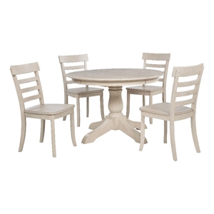 Pemberly Row 5-Piece 62&quot Oval Extension Table Dining Set in Linen Beige