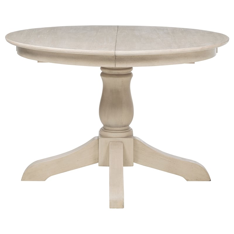Pemberly Row Oval Farmhouse Wood Dining Table in Linen Beige