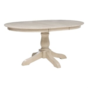 Pemberly Row Oval Farmhouse Wood Dining Table in Linen Beige