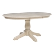 Pemberly Row Oval Farmhouse Wood Dining Table in Linen Beige