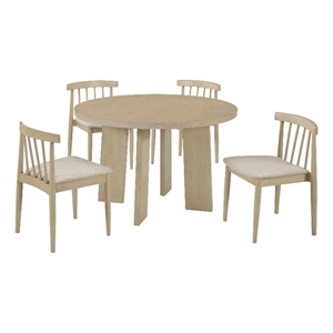 Pemberly Row 5-Piece Spindle Back Wood Dining Set in Wheat/Natural Oak