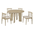 Pemberly Row 5-Piece Spindle Back Wood Dining Set in Wheat/Natural Oak