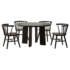 Pemberly Row 5-Piece Wood Dining Set with Spindle Back Chair in Black