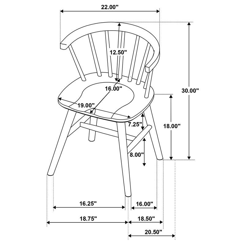 Pemberly Row 5-Piece Wood Dining Set with Spindle Back Chair in Walnut