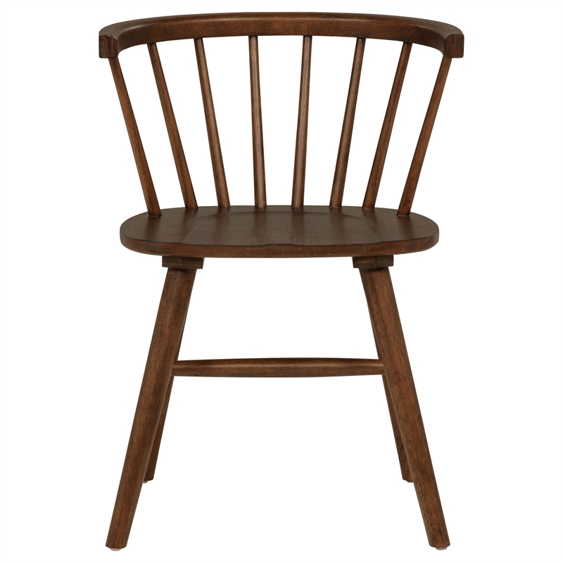 Pemberly Row 5-Piece Wood Dining Set with Spindle Back Chair in Walnut