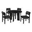 Pemberly Row 5-Piece Faux Leather and Wood Dining Set in Black