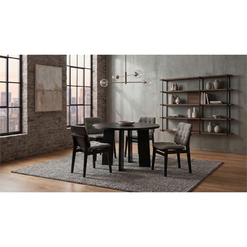 Pemberly Row 5-Piece Wood and Velvet Dining Set in Gray/Black