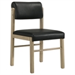 Pemberly Row 5-Piece Faux Leather and Wood Dining Set in Black/Natural Oak
