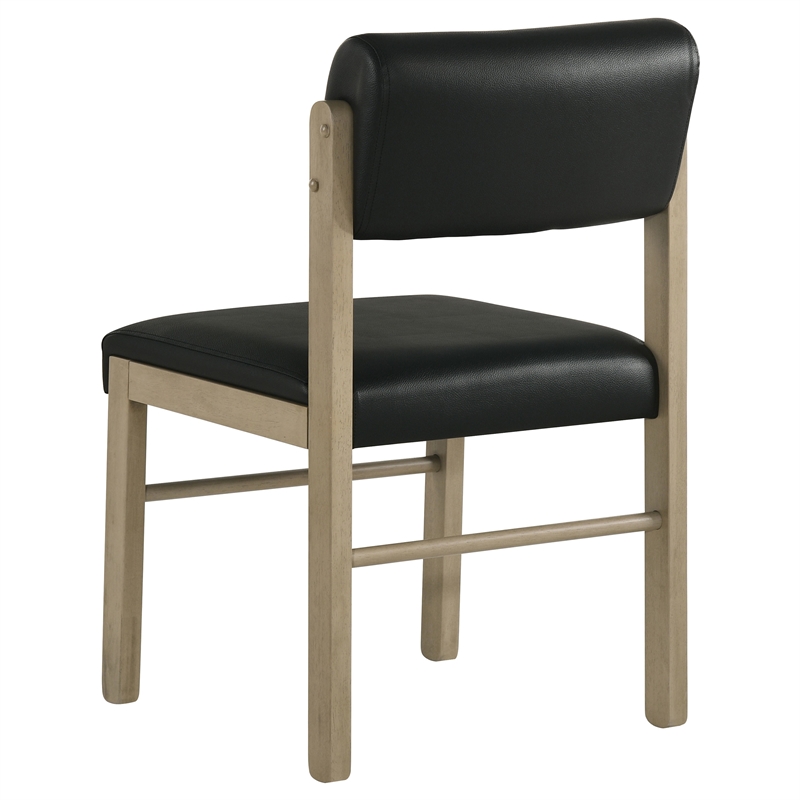 Pemberly Row 5-Piece Faux Leather and Wood Dining Set in Black/Natural Oak