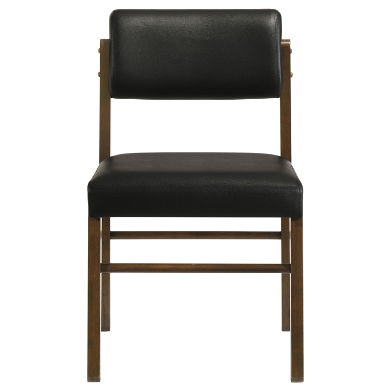 Pemberly Row 5-Piece Faux Leather and Wood Dining Set in Black/Walnut