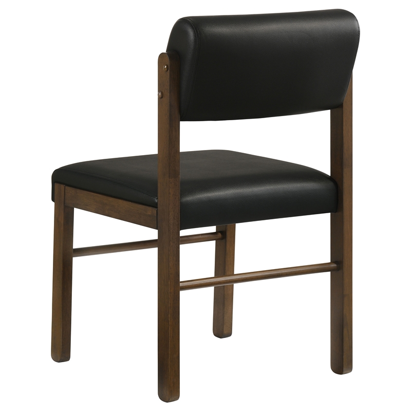 Pemberly Row 5-Piece Faux Leather and Wood Dining Set in Black/Walnut