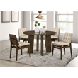 Pemberly Row 5-Piece Round Velvet and Wood Dining Set in Cream/Walnut