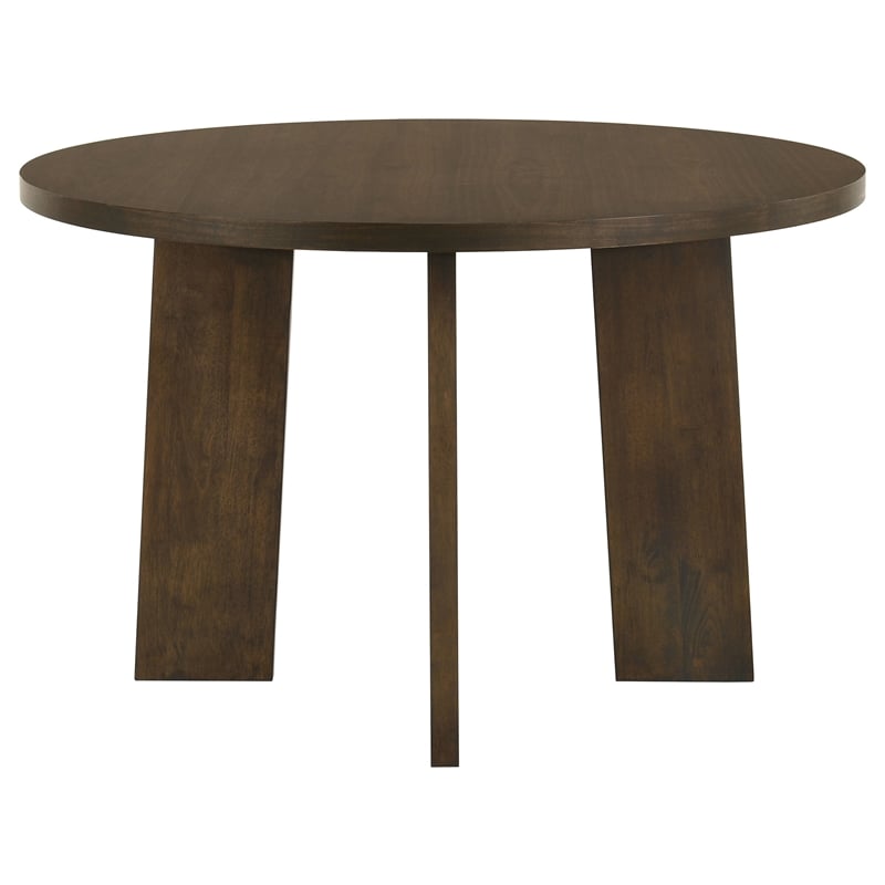 Pemberly Row 5-Piece Round Velvet and Wood Dining Set in Cream/Walnut
