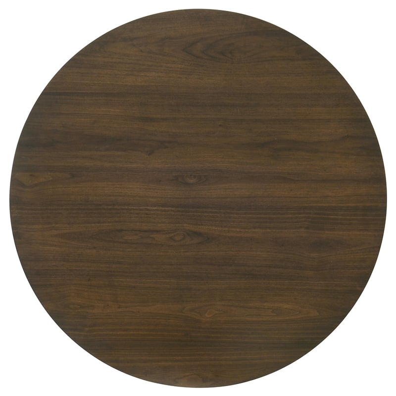 Pemberly Row 5-Piece Round Velvet and Wood Dining Set in Cream/Walnut