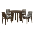 Pemberly Row 5-Piece Wood and Velvet Dining Set in Gray/Walnut