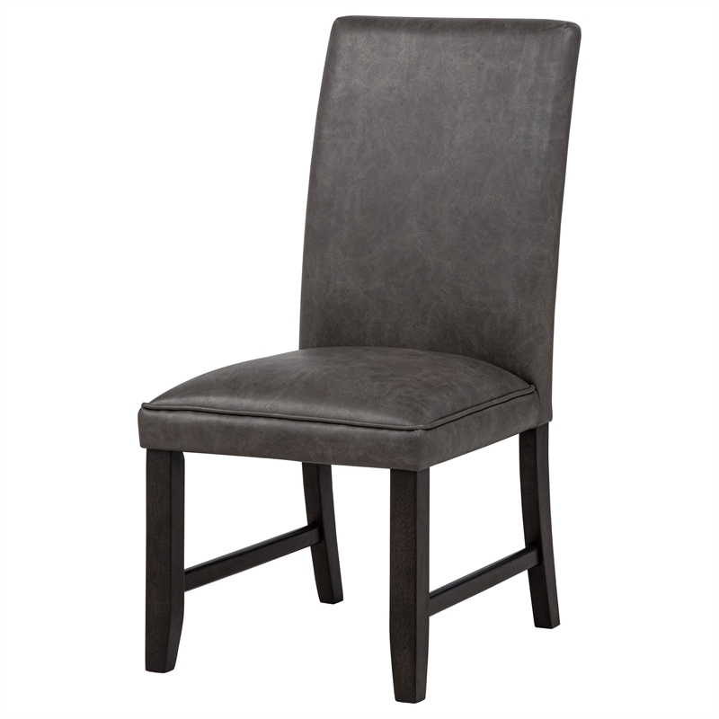 Pemberly Row 19'' Faux Leather Upholstered Dining Side Chair in Dark Gray