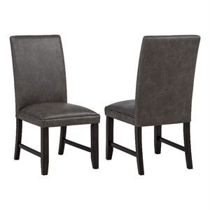 Pemberly Row 19'' Faux Leather Upholstered Dining Side Chair in Dark Gray