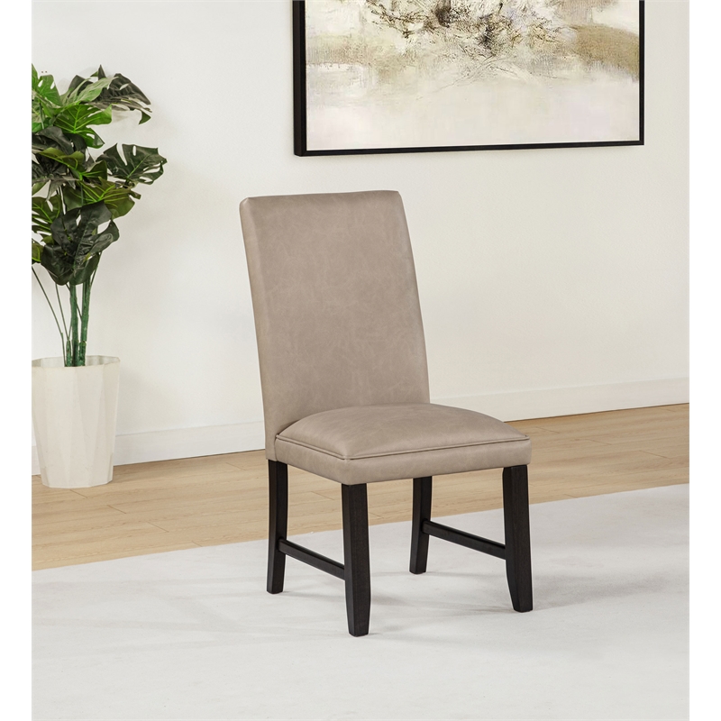 Pemberly Row 19'' Faux Leather Upholstered Dining Side Chair in Tan
