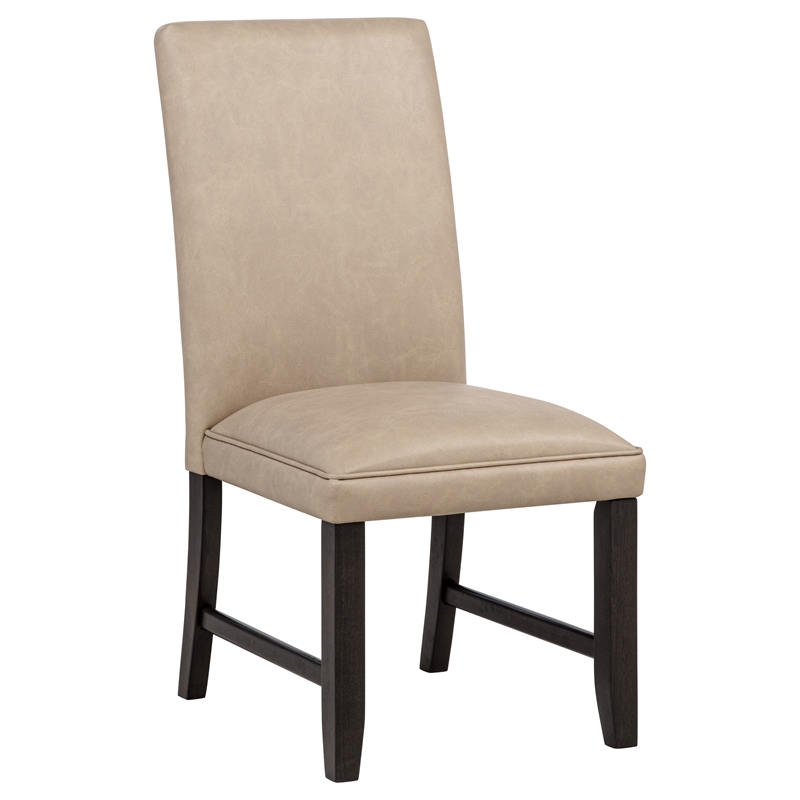 Pemberly Row 19'' Faux Leather Upholstered Dining Side Chair in Tan