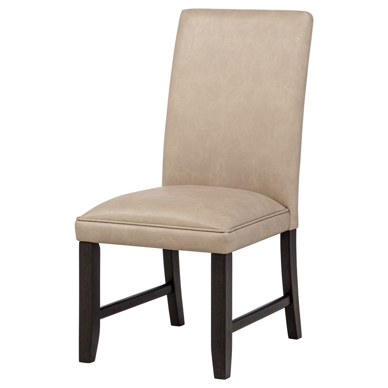 Pemberly Row 19'' Faux Leather Upholstered Dining Side Chair in Tan