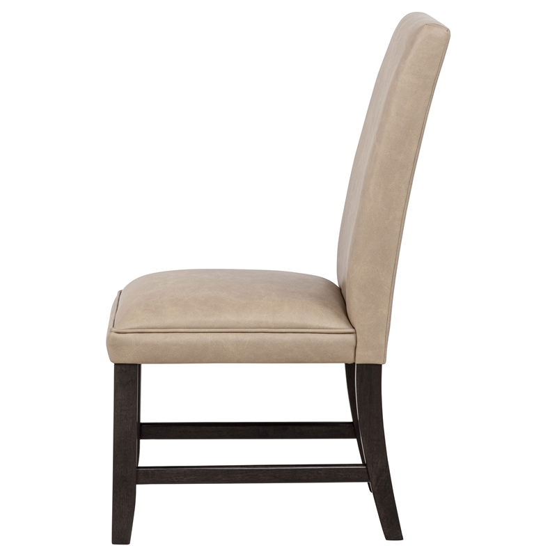 Pemberly Row 19'' Faux Leather Upholstered Dining Side Chair in Tan