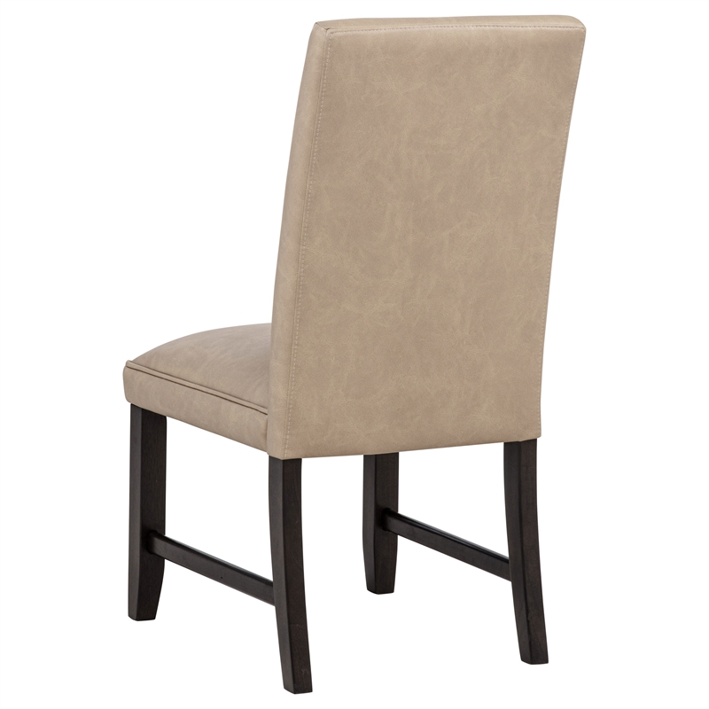Pemberly Row 7-Piece Wood and Faux Leather Dining Set in Tan/Coffee Bean