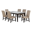 Pemberly Row 7-Piece Wood and Faux Leather Dining Set in Tan/Coffee Bean
