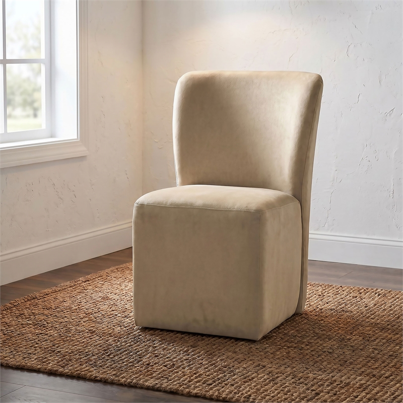 Pemberly Row 19.75'' Fabric Upholstered Dining Side Chair in Tan