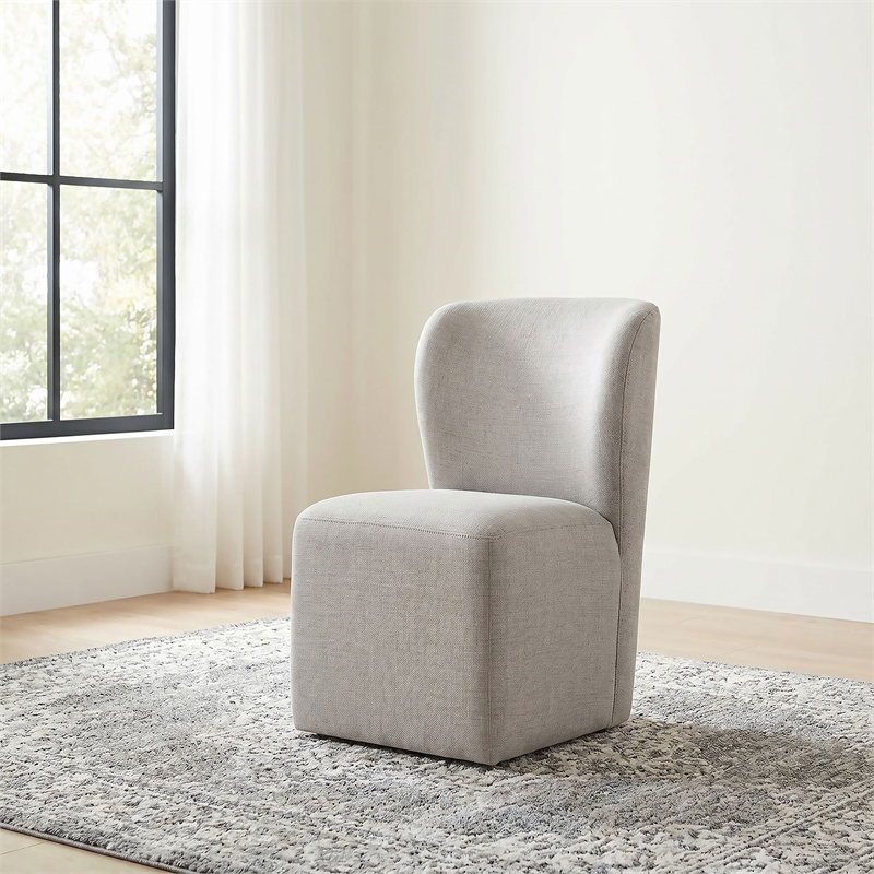 Pemberly Row 19.75'' Fabric Upholstered Dining Side Chair in Beige