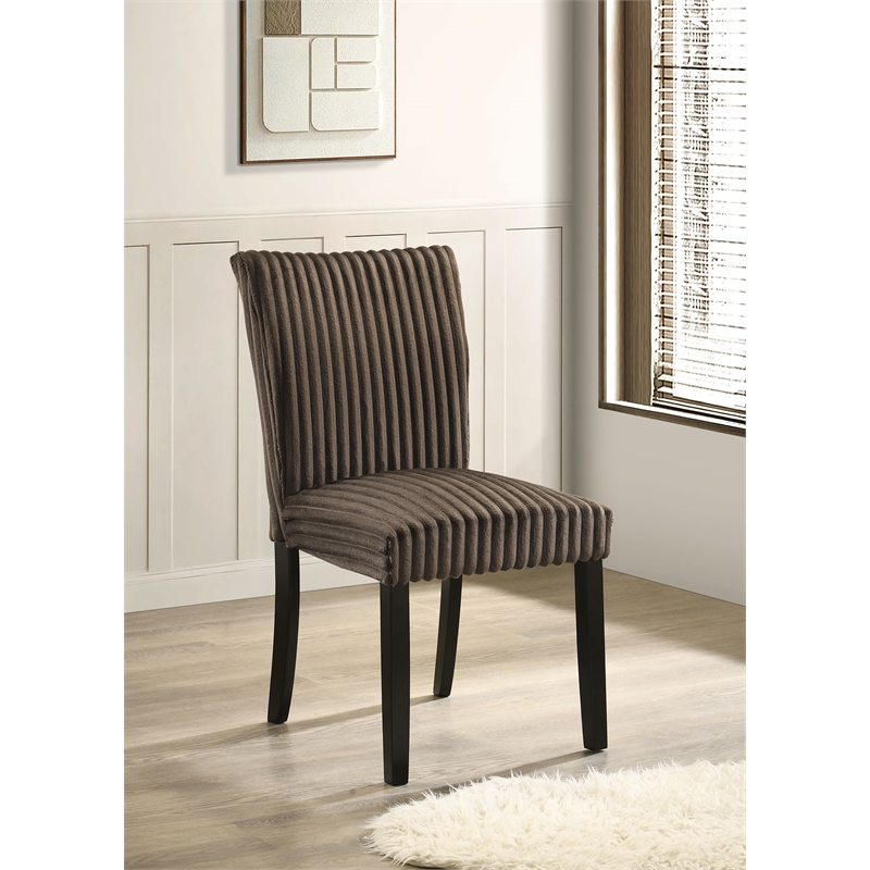 Pemberly Row 20.25'' Fabric Upholstered Dining Side Chair in Chocolate